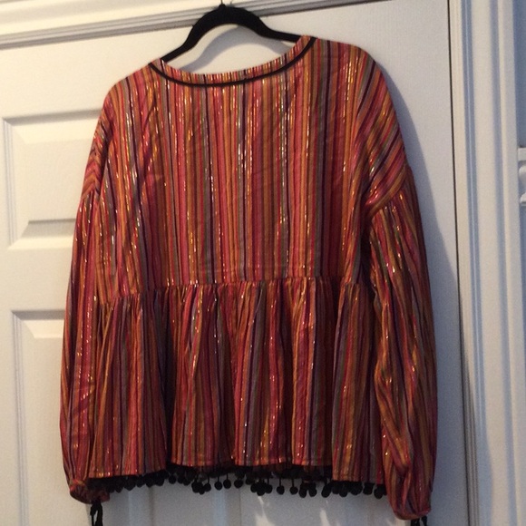 Amaryllis peplum top Multicolored with gold threading detail - Picture 2 of 4